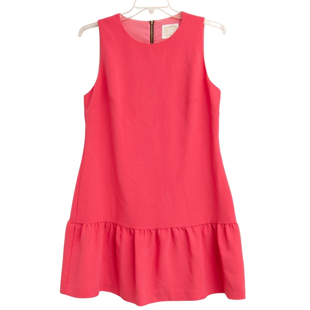 SAIL to SABLE Coral Pink Ruffle Hem Summer Dress Sz 12 Preppy Resort Cocktail